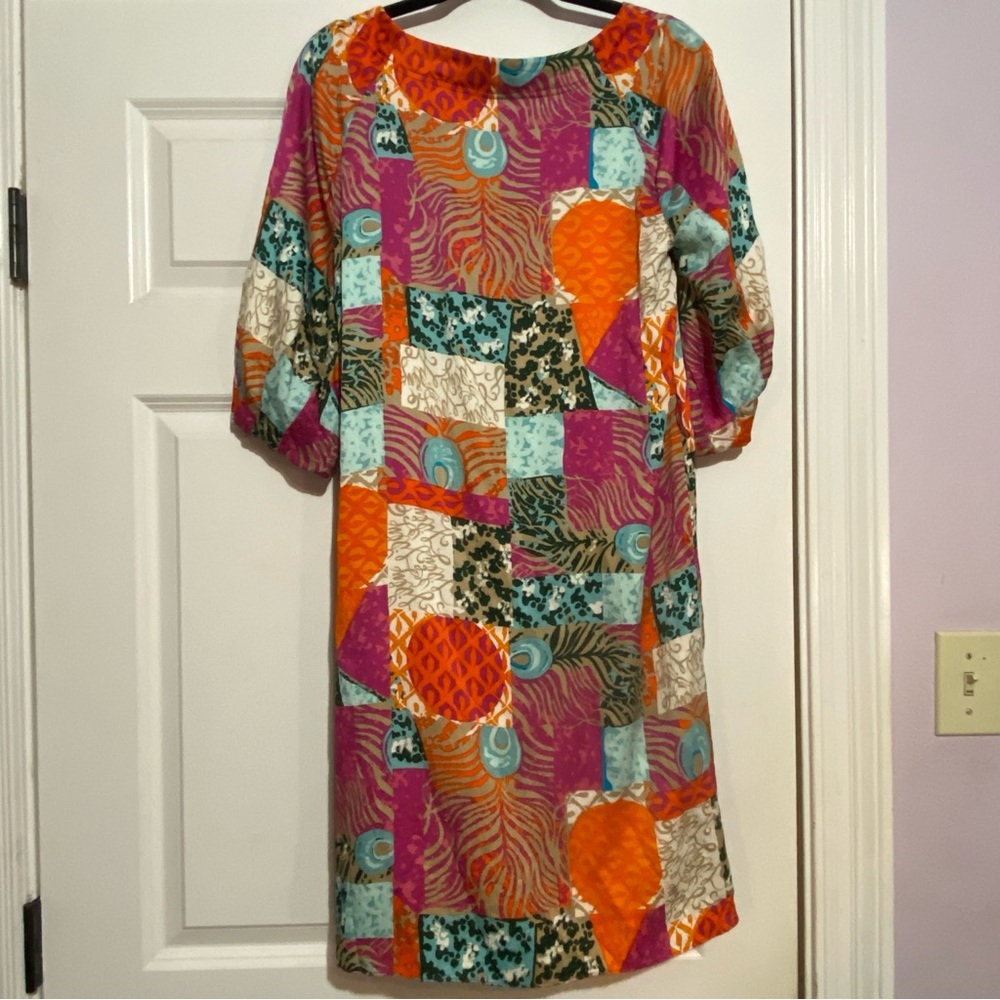 Lily Pulitzer Multicolor Patchwork Print Silk Shi… - image 2